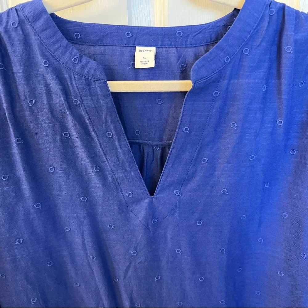 Old Navy Blue Boho Top w/Scalloped Eyelet Trim Sz XL NWT